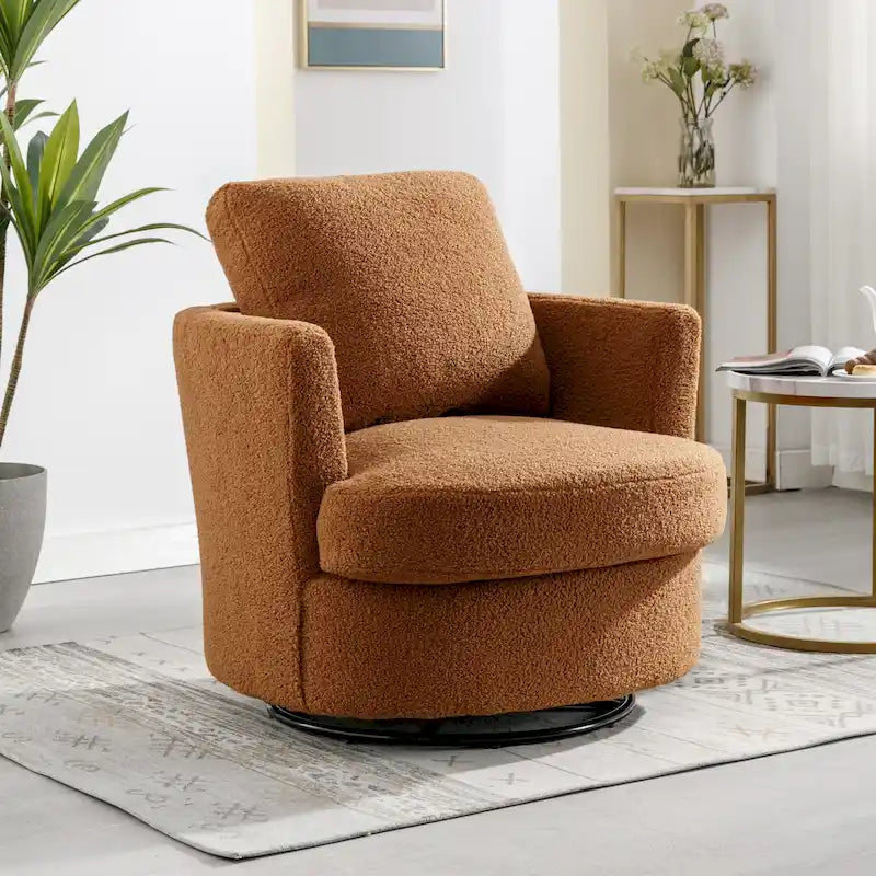 Modern Upholstered Swivel Barrel Chair for Living Room