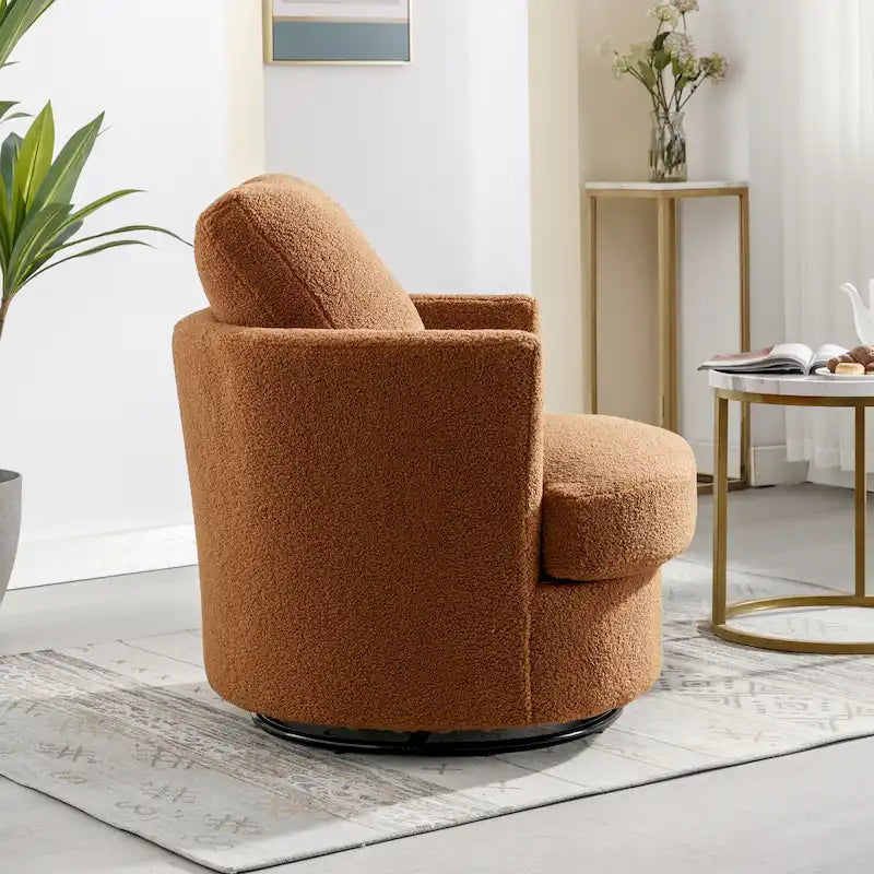 Modern Upholstered Swivel Barrel Chair for Living Room