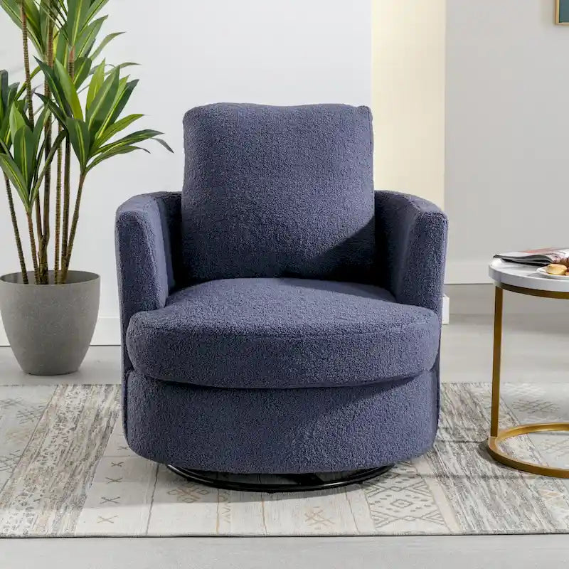 Modern Upholstered Swivel Barrel Chair for Living Room