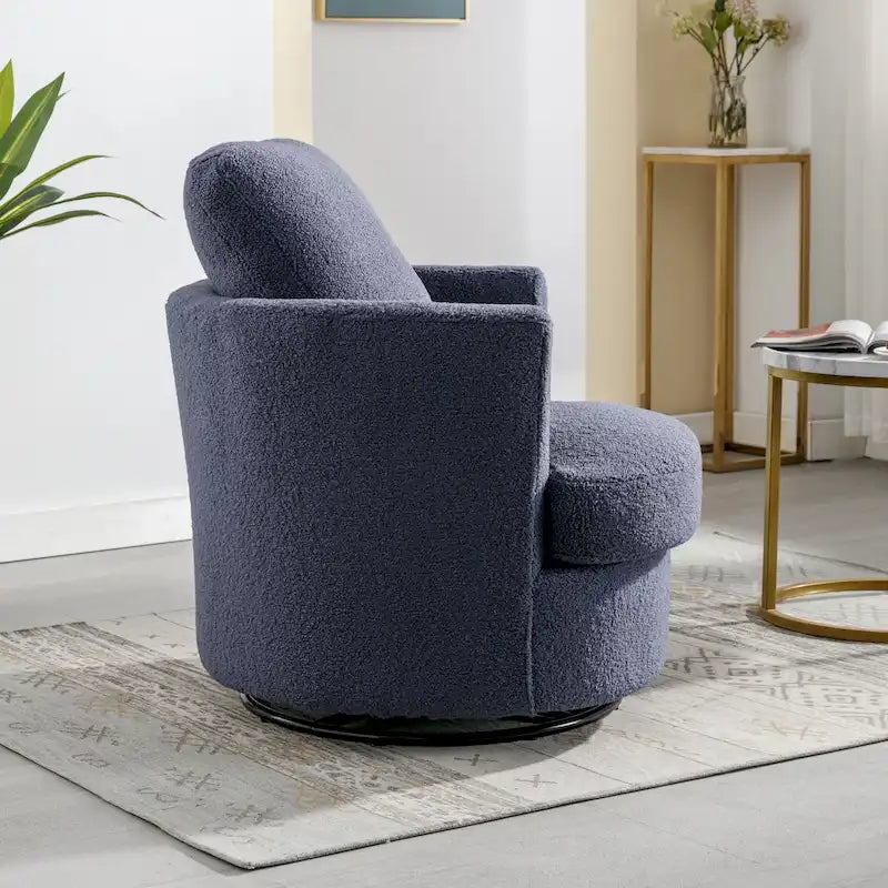 Modern Upholstered Swivel Barrel Chair for Living Room