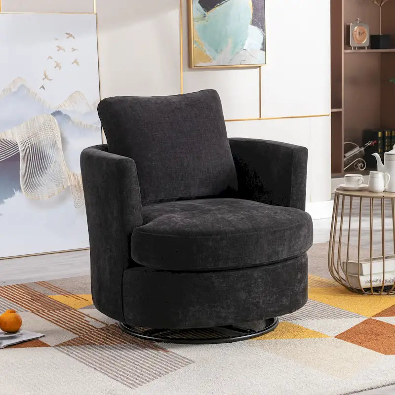 Modern Upholstered Swivel Barrel Chair for Living Room