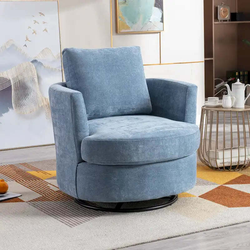 Modern Upholstered Swivel Barrel Chair for Living Room