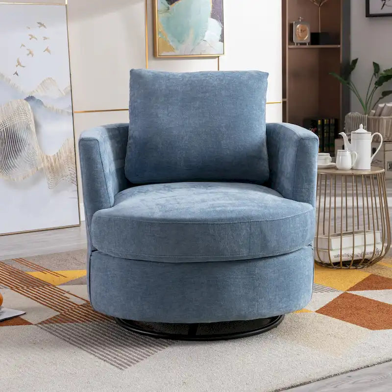 Modern Upholstered Swivel Barrel Chair for Living Room