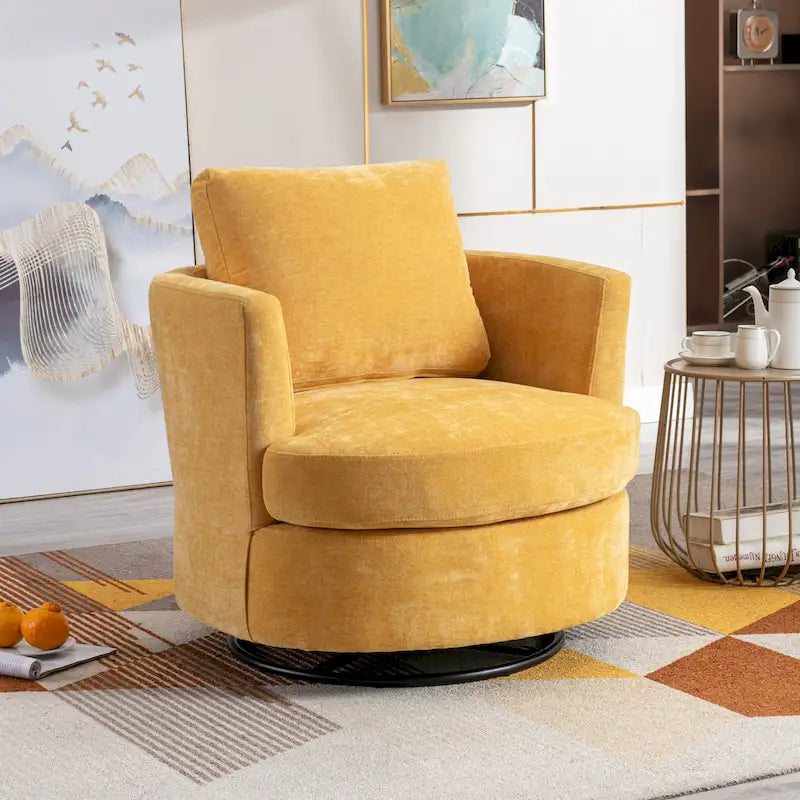 Modern Upholstered Swivel Barrel Chair for Living Room