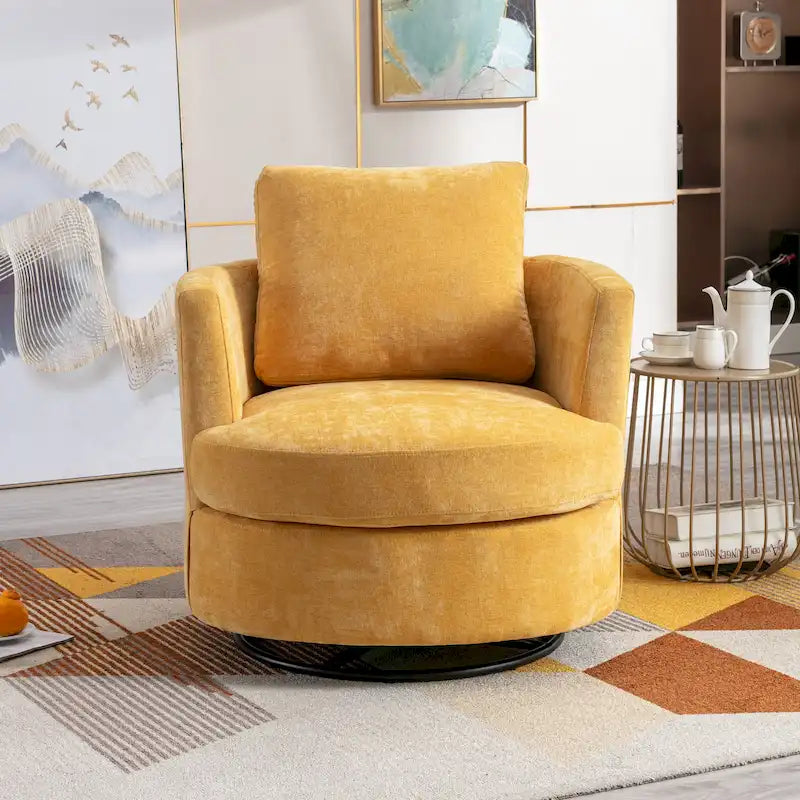Modern Upholstered Swivel Barrel Chair for Living Room