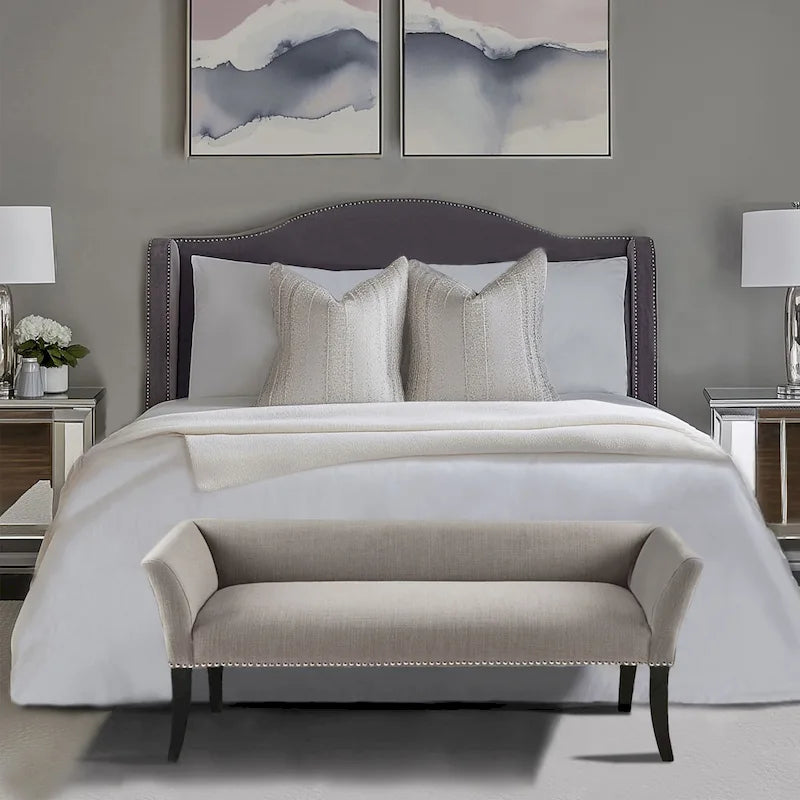 Madison Park Welburn 49.5 Upholstered Bench with Back & Wood Legs