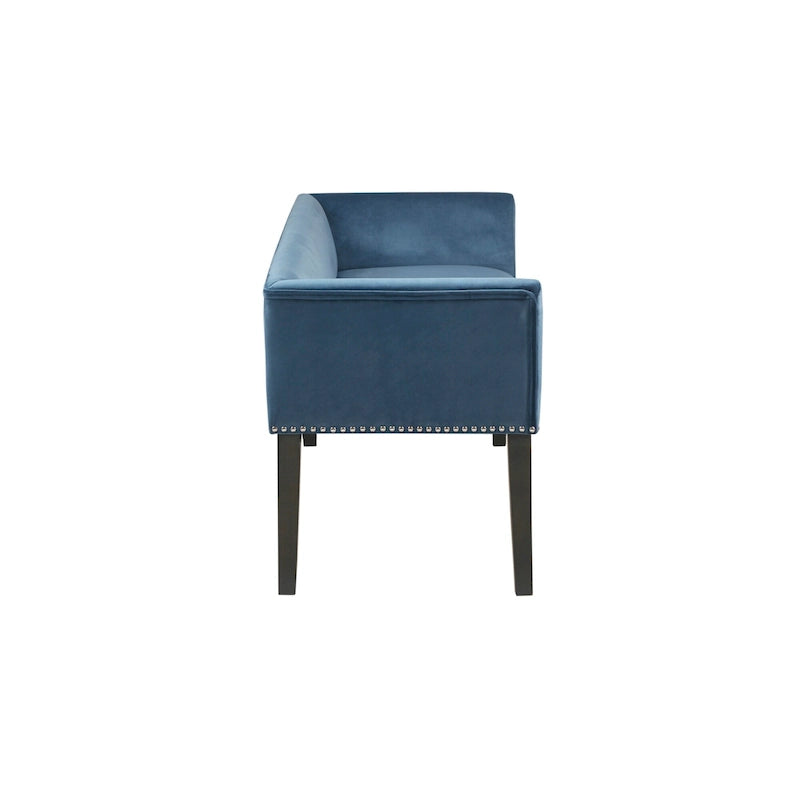 Madison Park Welburn 49.5 Upholstered Bench with Back & Wood Legs