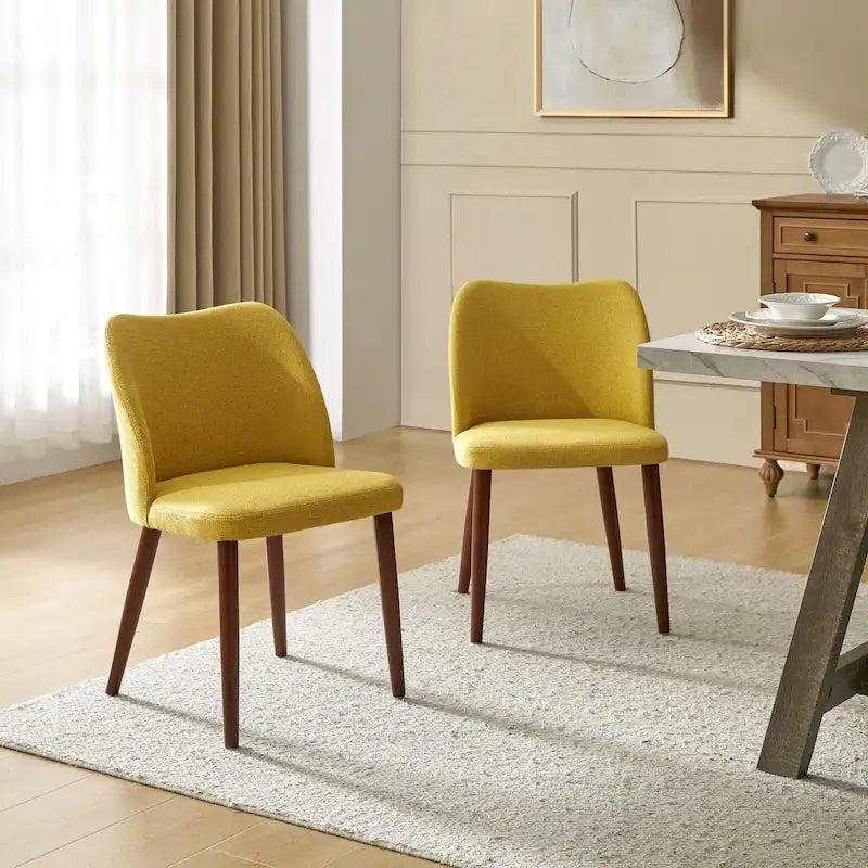 Melisa Upholstered Solid Wood Dining Chair Set of 2 by HULALA HOME