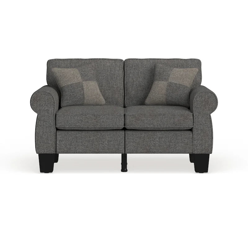 Nele Contemporary Linen Fabric Padded Loveseat by Furniture of America
