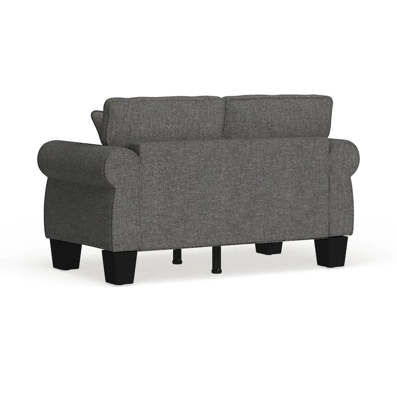 Nele Contemporary Linen Fabric Padded Loveseat by Furniture of America