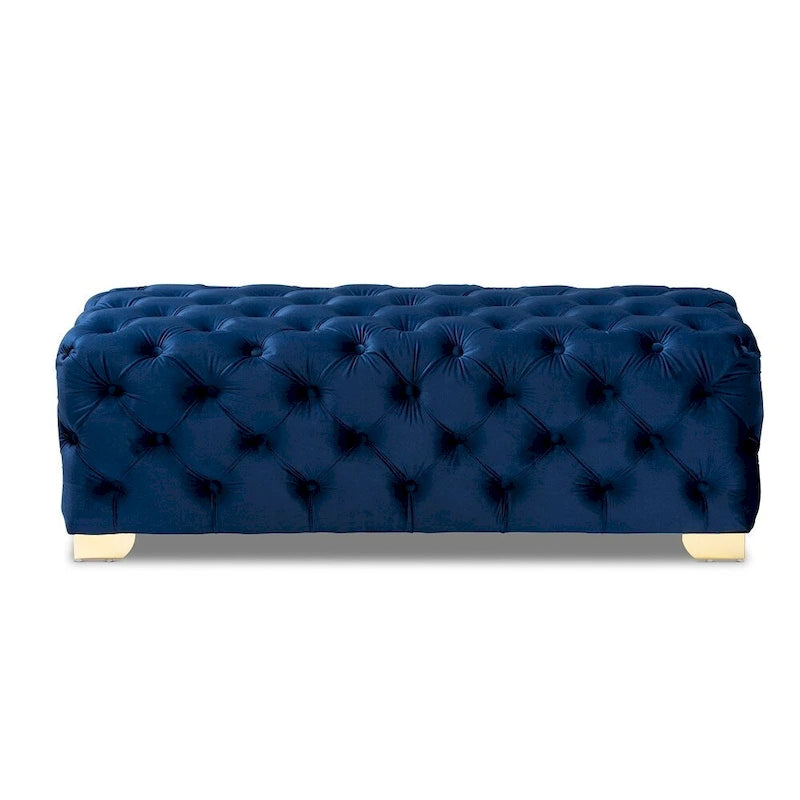 Gracewood Hollow Solanki Velvet Fabric Ottoman Bench
