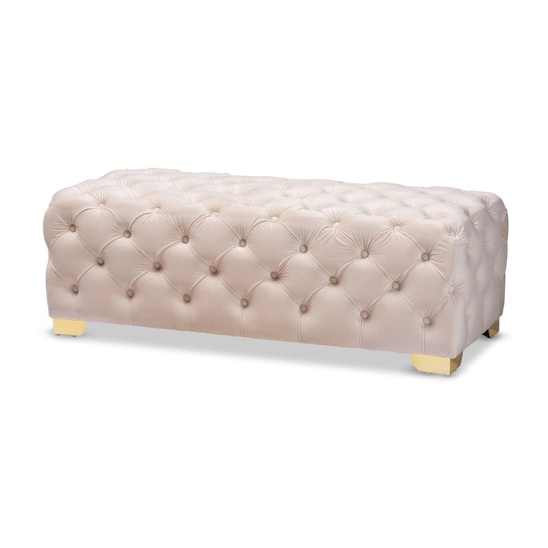 Gracewood Hollow Solanki Velvet Fabric Ottoman Bench