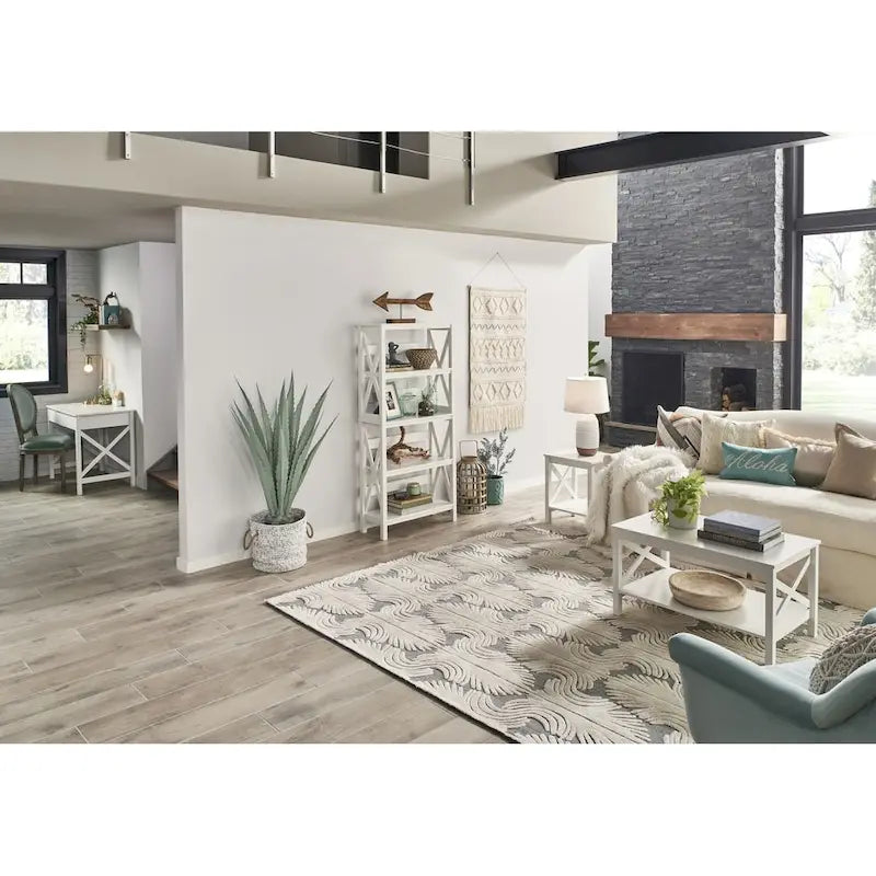 The Gray Barn Xanadu Hill X-frame Two-tier Coffee Table with Shelf