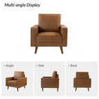 Elizabeth Mid-century Genuine Leather Arm Chair by HULALA HOME