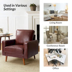 Elizabeth Mid-century Genuine Leather Arm Chair by HULALA HOME