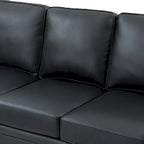 Rita Living Room 3-Seat Genuine Leather Sofa with Solid Wood Legs and Nailhead