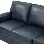 Rita Living Room 3-Seat Genuine Leather Sofa with Solid Wood Legs and Nailhead