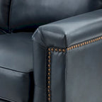 Rita Living Room 3-Seat Genuine Leather Sofa with Solid Wood Legs and Nailhead
