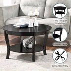 Convenience Concepts American Heritage Round Coffee Table with Shelf