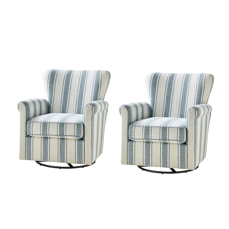 Georg Comfortable Floral Fabric Swivel Rocker Chair with Rolled Armrest Set of 2 by HULALA HOME