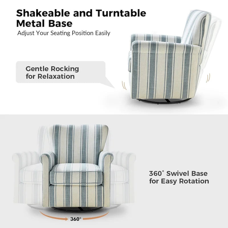 Georg Comfortable Floral Fabric Swivel Rocker Chair with Rolled Armrest Set of 2 by HULALA HOME
