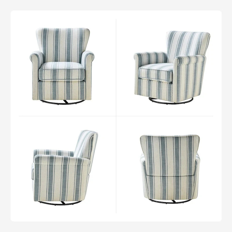 Georg Comfortable Floral Fabric Swivel Rocker Chair with Rolled Armrest Set of 2 by HULALA HOME