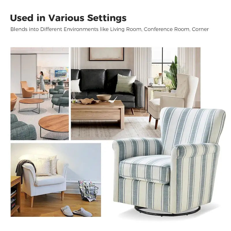 Georg Comfortable Floral Fabric Swivel Rocker Chair with Rolled Armrest Set of 2 by HULALA HOME