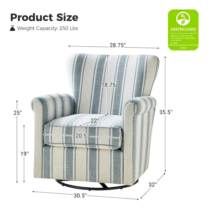 Georg Comfortable Floral Fabric Swivel Rocker Chair with Rolled Armrest Set of 2 by HULALA HOME