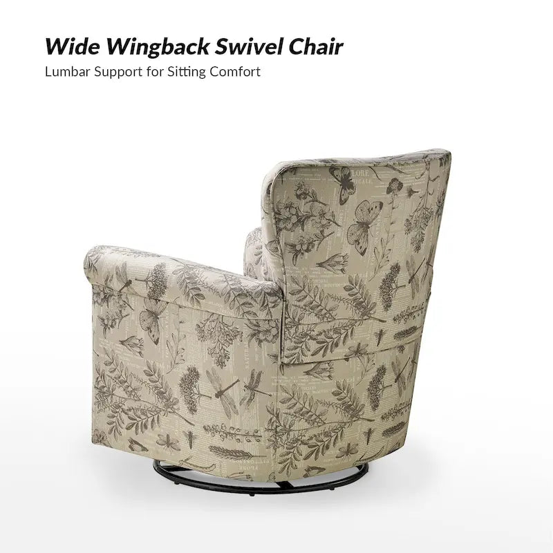 Georg Comfortable Floral Fabric Swivel Rocker Chair with Rolled Armrest Set of 2 by HULALA HOME