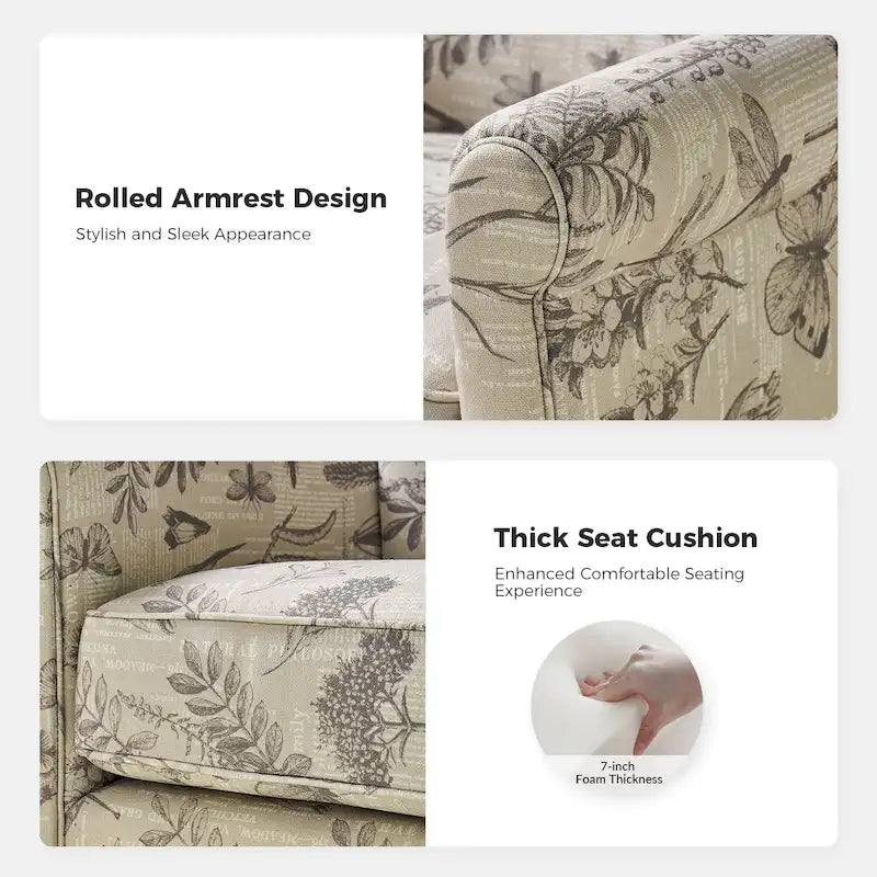 Georg Comfortable Floral Fabric Swivel Rocker Chair with Rolled Armrest Set of 2 by HULALA HOME