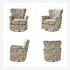 Georg Comfortable Floral Fabric Swivel Rocker Chair with Rolled Armrest Set of 2 by HULALA HOME