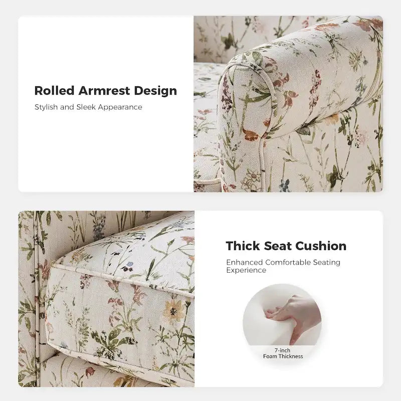 Georg Comfortable Floral Fabric Swivel Rocker Chair with Rolled Armrest Set of 2 by HULALA HOME