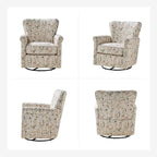 Georg Comfortable Floral Fabric Swivel Rocker Chair with Rolled Armrest Set of 2 by HULALA HOME