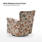 Georg Comfortable Floral Fabric Swivel Rocker Chair with Rolled Armrest Set of 2 by HULALA HOME