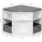 UTEX Corner Reading Nook, Bench with Storage, Corner Cabinet with 3 Cubbies for Living Room, Bedroom, White
