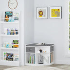 UTEX Corner Reading Nook, Bench with Storage, Corner Cabinet with 3 Cubbies for Living Room, Bedroom, White
