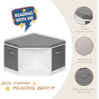 UTEX Corner Reading Nook, Bench with Storage, Corner Cabinet with 3 Cubbies for Living Room, Bedroom, White