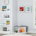 UTEX Corner Reading Nook, Bench with Storage, Corner Cabinet with 3 Cubbies for Living Room, Bedroom, White