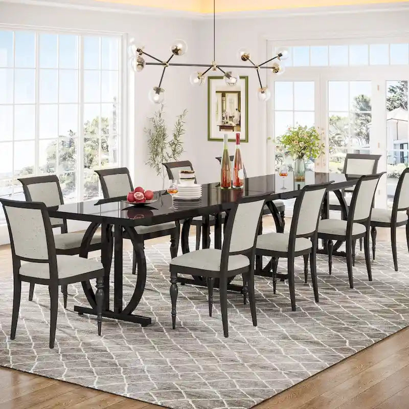 Dining Table for 4-6 People, 63-Inch Large Dining Room Table, High Glossy Finished