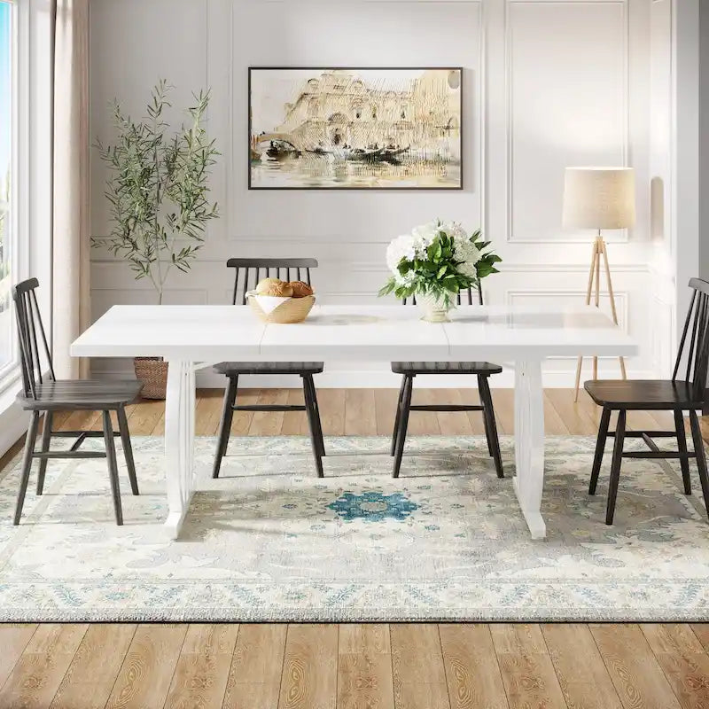 Dining Table for 4-6 People, 63-Inch Large Dining Room Table, High Glossy Finished
