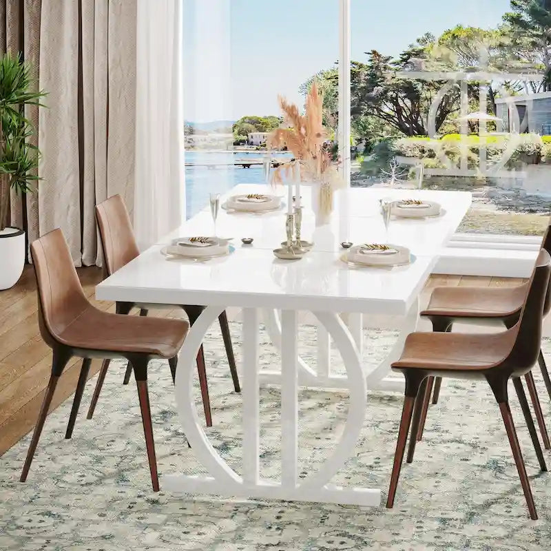Dining Table for 4-6 People, 63-Inch Large Dining Room Table, High Glossy Finished