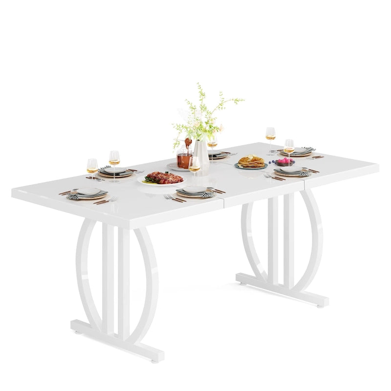 Dining Table for 4-6 People, 63-Inch Large Dining Room Table, High Glossy Finished