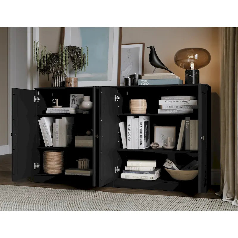100% Solid Wood Sideboard with Glass or Solid Wood Doors by Palace Imports - 64 x 35.75
