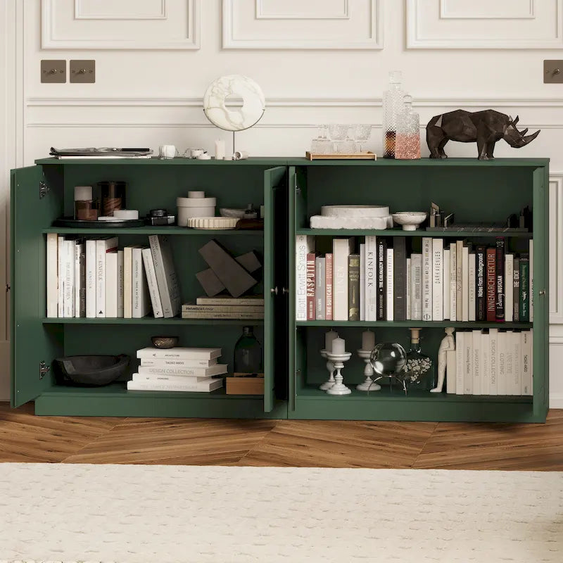 100% Solid Wood Sideboard with Glass or Solid Wood Doors by Palace Imports - 64 x 35.75