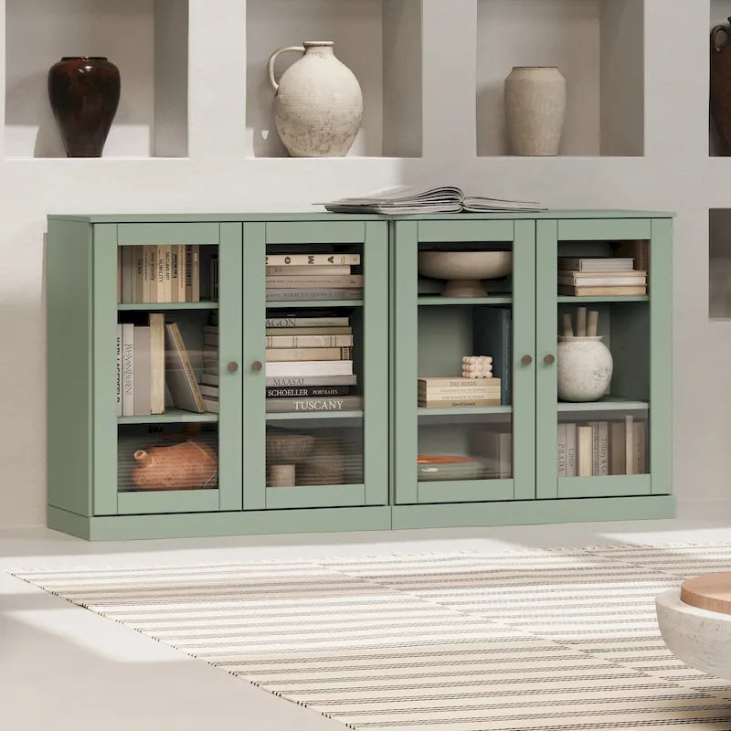 100% Solid Wood Sideboard with Glass or Solid Wood Doors by Palace Imports - 64 x 35.75