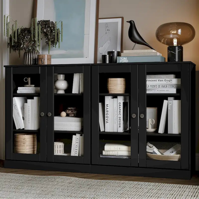 100% Solid Wood Sideboard with Glass or Solid Wood Doors by Palace Imports - 64 x 35.75