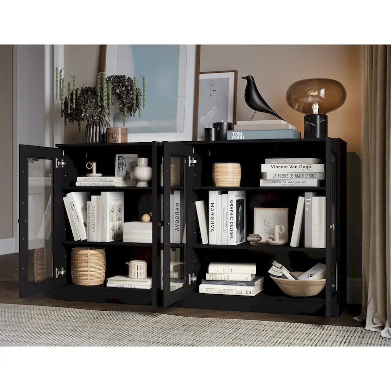 100% Solid Wood Sideboard with Glass or Solid Wood Doors by Palace Imports - 64 x 35.75