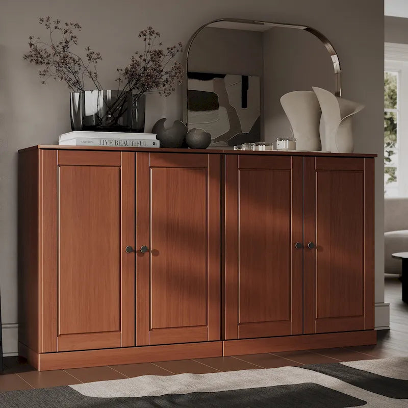 100% Solid Wood Sideboard with Glass or Solid Wood Doors by Palace Imports - 64 x 35.75