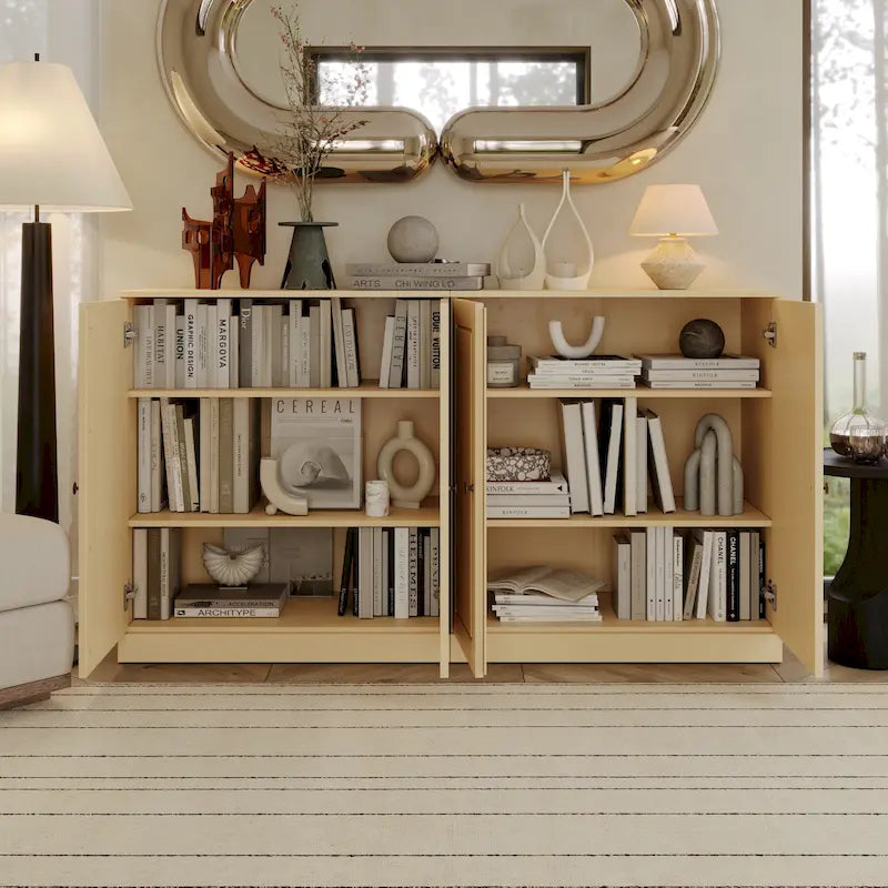 100% Solid Wood Sideboard with Glass or Solid Wood Doors by Palace Imports - 64 x 35.75