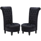 AVAWING Set of 2 Throne Royal Chair Thick Padding and Rubberwood Legs